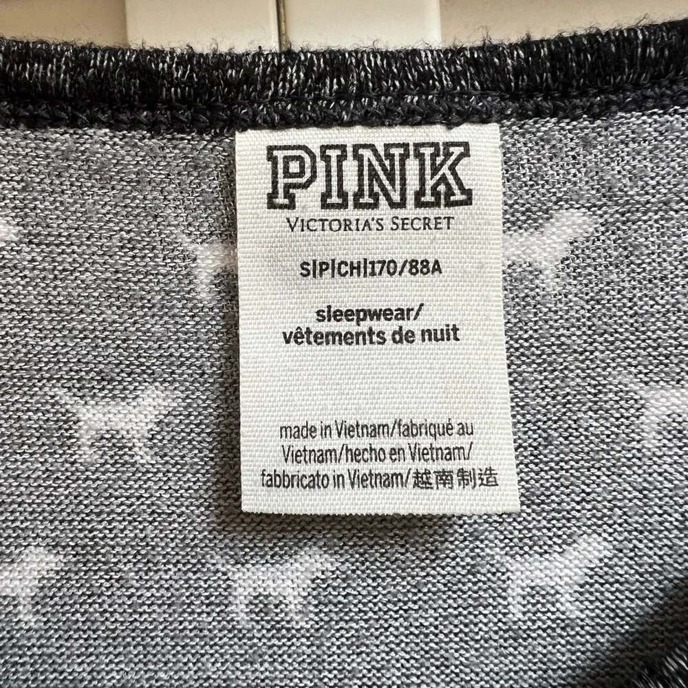 Victoria Secret PINK Women’s Sz XS Super Soft Pajama Sleepwear Shirt Gray Top - Picture 3 of 8